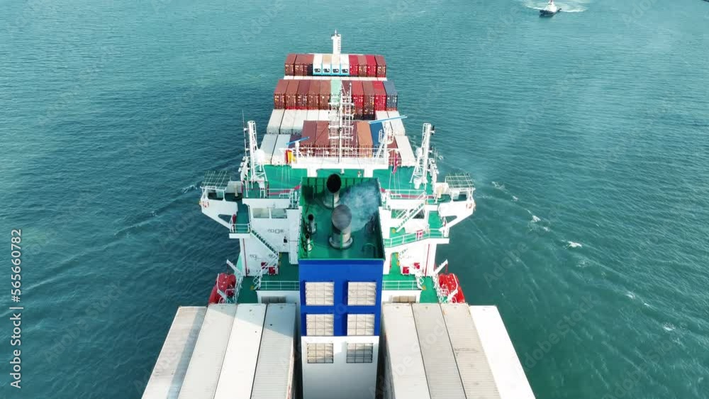 Smoke exhaust gas emissions from cargo lagre ship container ship,Marine