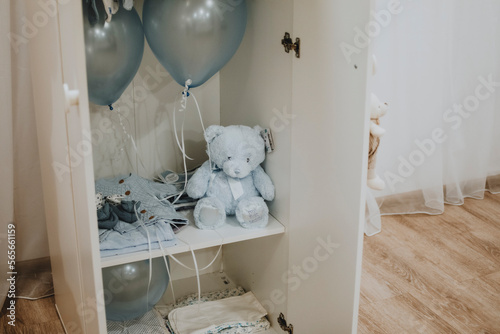 teddy bear in a bedroom