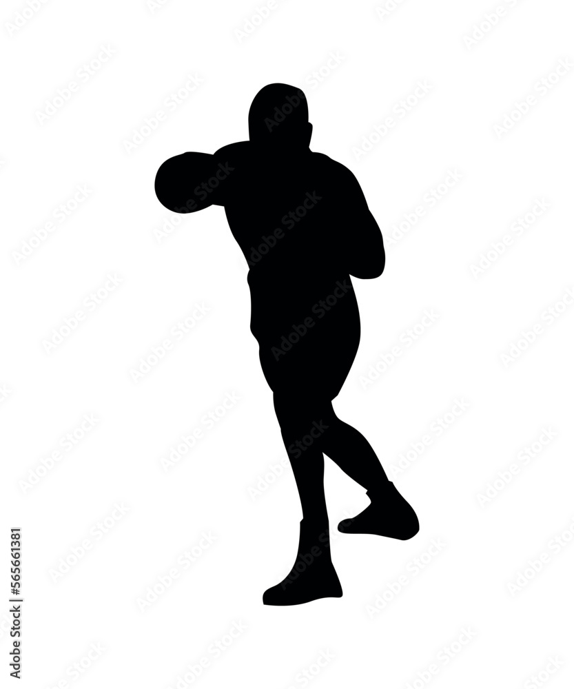 Fototapeta premium Black silhouette of boxers isolated on white background.