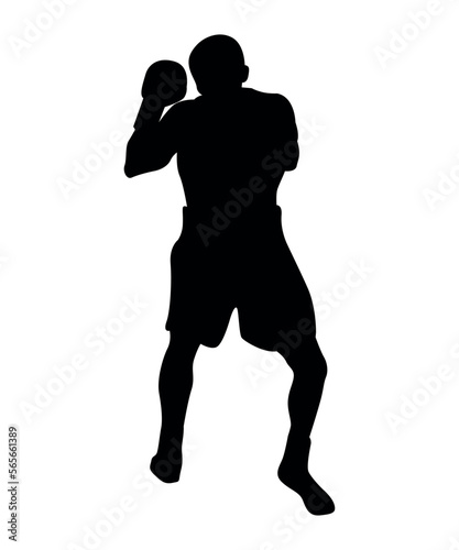 Black silhouette of boxers isolated on white background. © Malika