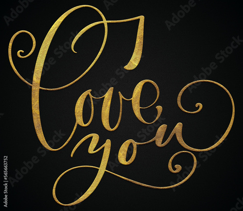 i love you golden calligraphy design valentine's day banner