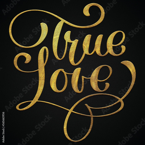True love golden calligraphy design valentine's day banner