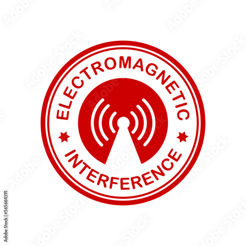 Electromagnetic interference badge logo design. Suitable for information and signal wifi