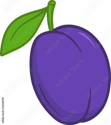 Illustration of ripe plum in bright colors.