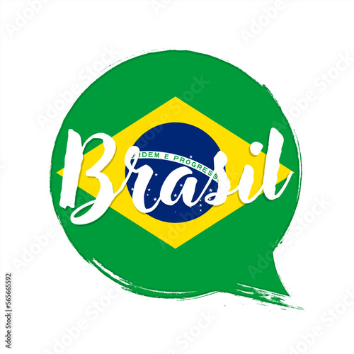 Flag of Brazil, banner with grunge brush