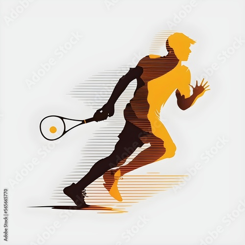 man playing big tennis, vector. Generative AI