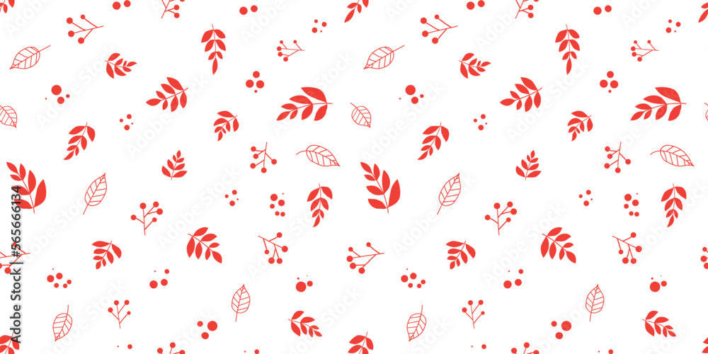 Botanical illustration background. Seamless pattern.Vector. 有機的なイラストパターン
