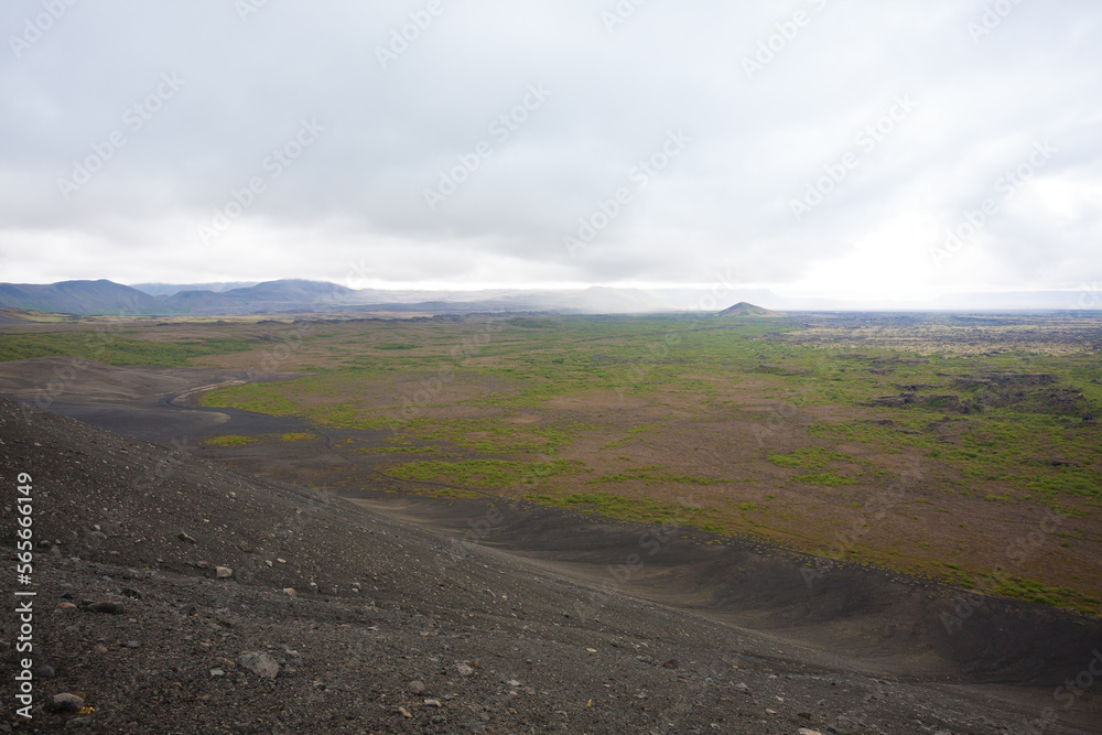 Iceland landscape near Hverfell volcano, Iceland landmark