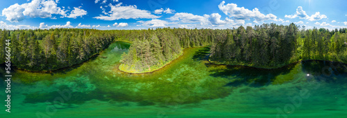 Antu blue springs lake, Estonia, Europe. Artesian well, clean drinking groundwater erupting out of the ground. Pure clear water in natural environment