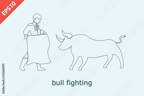 vector bullfighter. bull fighting concept design flat isolated illustration
