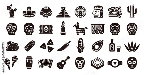 Mexico icon set (Flat silhouette version)