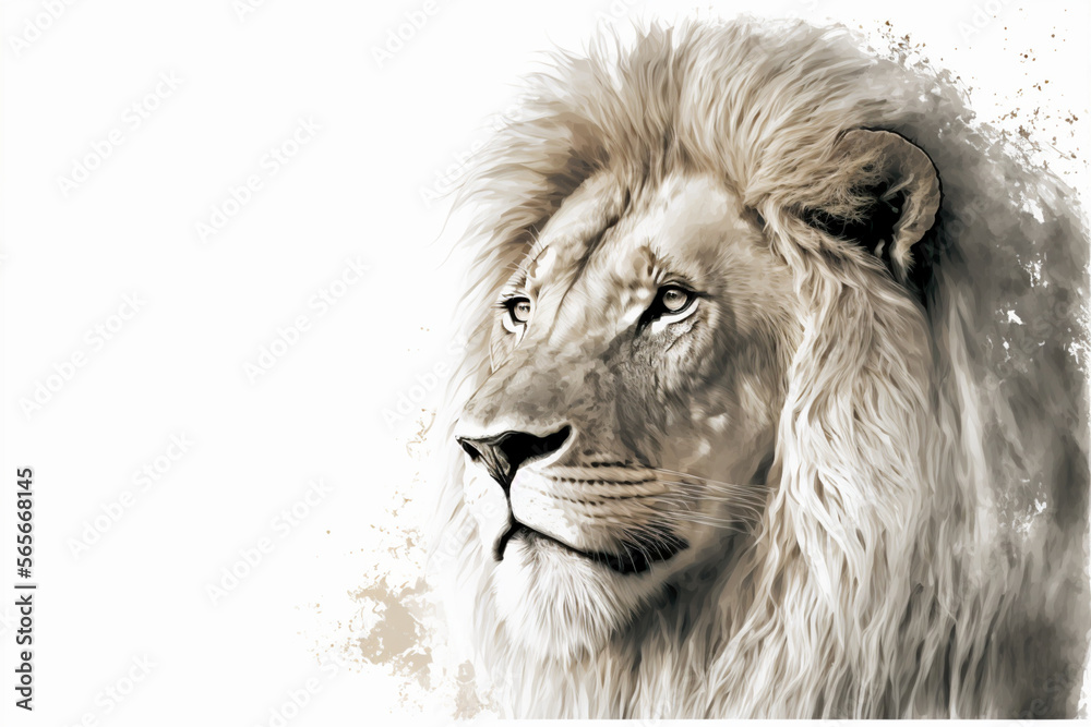 lion head background white, ai generative