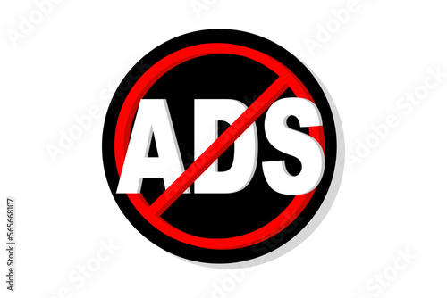 No ads for promotion design. Ad blocker icon. Vector logo. Concept of protection of technology from pop-up video ads. Advertisement prohibited sign. Vector illustration
