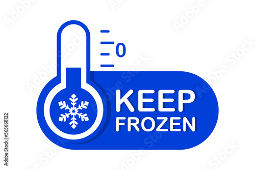 Keep frozen label. Keep frozen - badges for product. Keep frozen product labels. Storage in refrigerator and freezer. Suitable for product label. Vector illustration isolated on white background