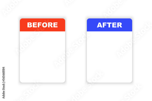 Before and after background template. Frame with empty place. Comparison card with empty space. Vector illustration