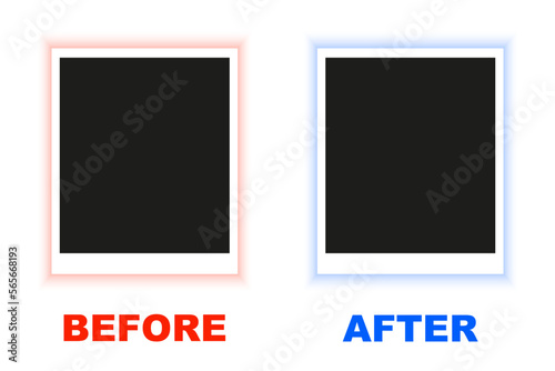 Before and after background template. Frame with empty place. Comparison card with empty space. Vector illustration