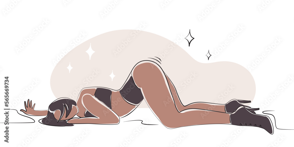 Vecteur Stock Twerking young girl, booty dance. Shake butt, twerk, fitness.  Sport woman. Fashion style girl twerking her booty in prone position. |  Adobe Stock