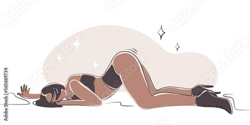 Twerking young girl, booty dance. Shake butt, twerk, fitness. Sport woman. Fashion style girl twerking her booty in prone position.