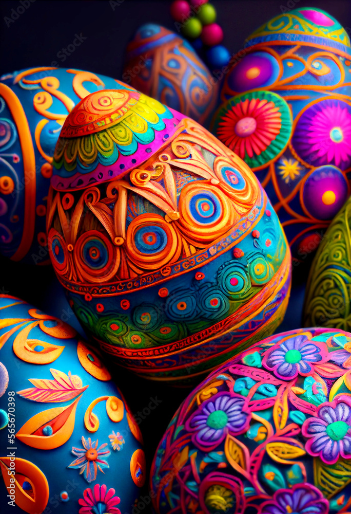 Generative AI abstract render of artsy easter eggs Generative AI abstract render of artsy easter eggs
