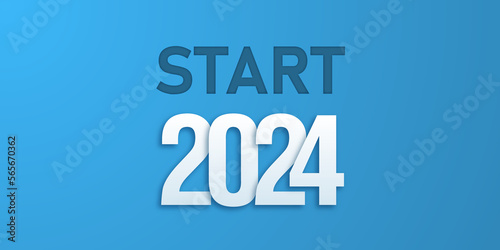 2024 year start new life directions on blue concept background