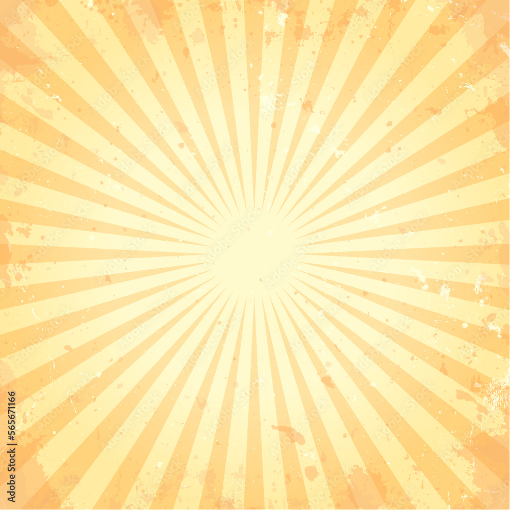 Fototapeta premium Retro rays background, old paper texture