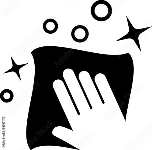 Cleaning icon, hand with wet soap wipe