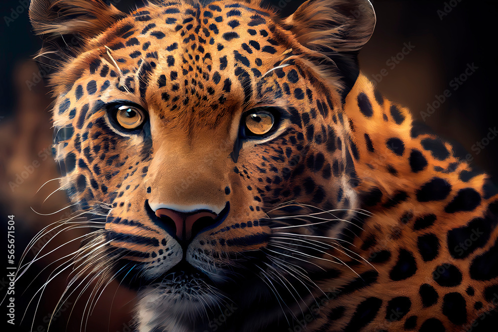Leopard portrait. Generative AI Leopard portrait. Generative AI