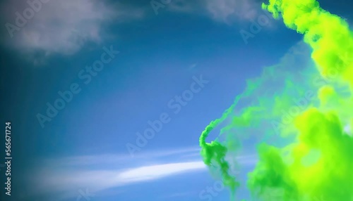 green gas toxic fart gas in blue sky animation