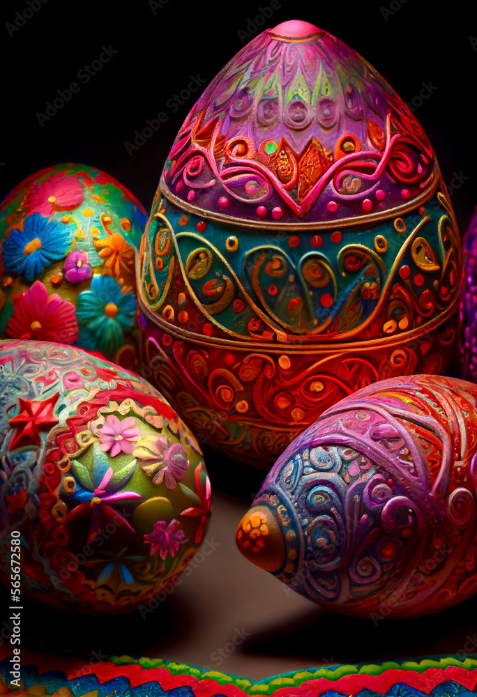 Generative AI abstract render of artsy easter eggs Generative AI abstract render of artsy easter eggs