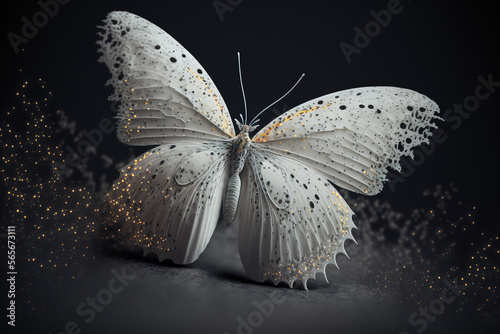 Abstract white butterfly . Generative AI illustration