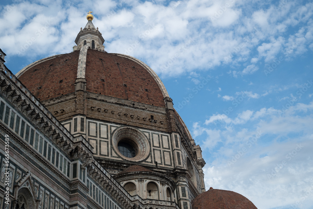 Close Up shot of the dome of santa maria del fiore in Florence, Italy