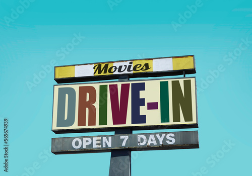 Retro vintage drive-in movies sign