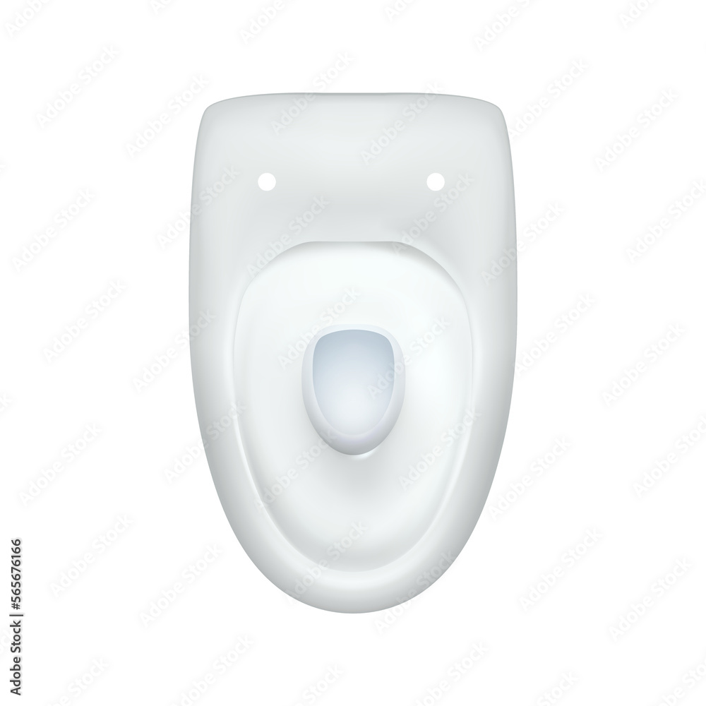 Toilet bowl modern realistic. Isolated images of white toilet bowl view top