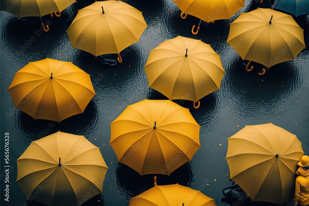 a group of people standing in the rain with umbrellas in the rain ...