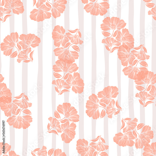 Seamless pattern with retro flowers. Vintage floral background.