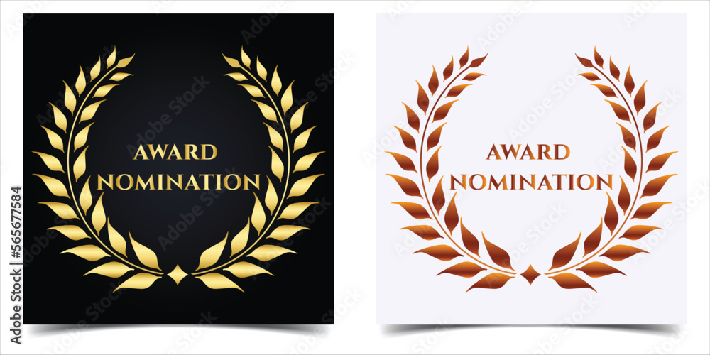 Golden and bronze award laurel wreaths, laurel wreaths award