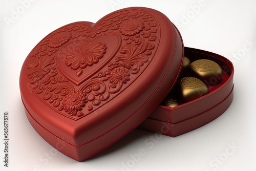 Box of Valentine's chocolate isolated on white background,Generative AI