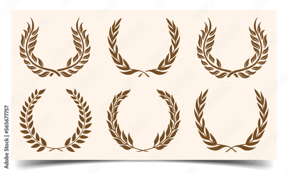 Set of vintage decorative floral wreathes, laurel branches frames ...