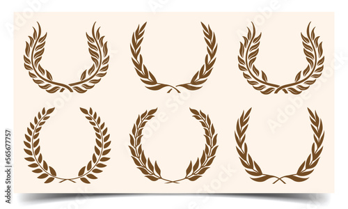 	
Set of vintage decorative floral wreathes, laurel branches frames collection. laurel festival winner wreath round circle badge. laurel circle wreath branch greek olive oak wheat leaves. Vector