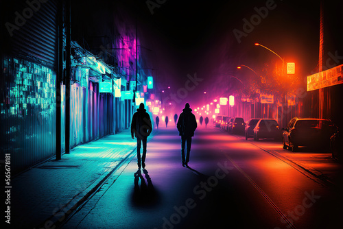 Silhouette in the city at night.Generative AI © Shades3d