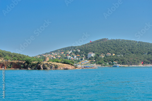 View from the Sea of Marmara to the island cities and ports of Turkey