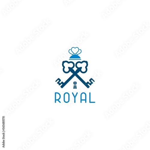 Royal key icon. Modern real estate logo template isolated on white background