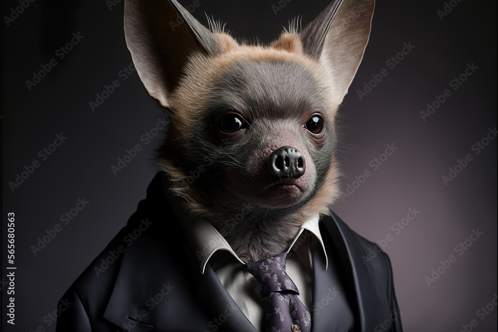 portrait of a bat  in a business suit, generative ai