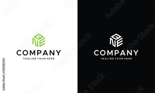 Logo Initial NEC three letters Template.Modern Style. Hexagon shape on a black and white background.