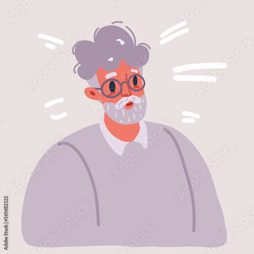 Vector illustration of Elderly man. Old man's face with glasses. Granddaddy face