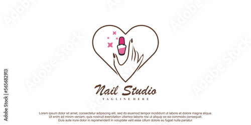 Nail polish logo with creative design unique element icon vector illustration