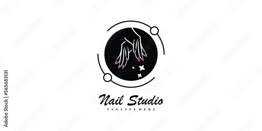 Nail polish logo with creative design unique element icon vector illustration Nail polish logo with creative design unique element icon vector illustration