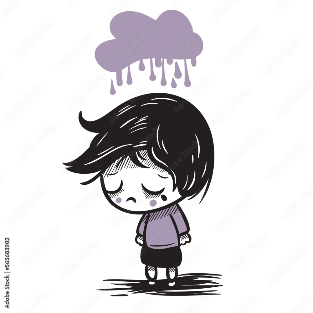Children’s Mental Disorders vector illustration. A child with mental health problems.