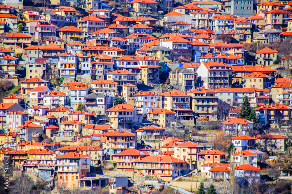 metsovo city greece houses homes in tourist restort on mountain pindos