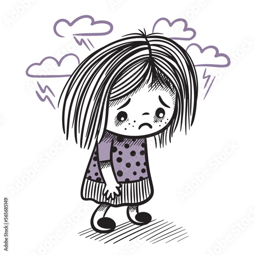 Children’s Mental Disorders vector illustration. A child with mental health problems. 